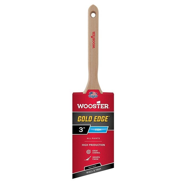 Wooster 3" Semi-Oval Angle Sash Paint Brush, Gold CT Polyester Bristle, Wood Handle 5236